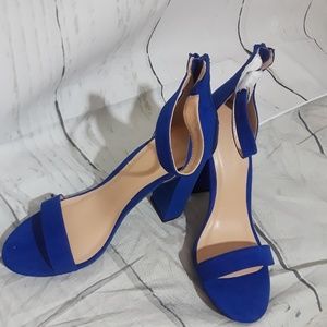 Cobalt blue Suede chunky heels